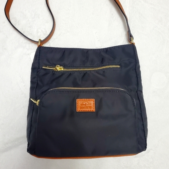 Roots Handbags - Black Gold Nylon Crossbody Shoulder Bag